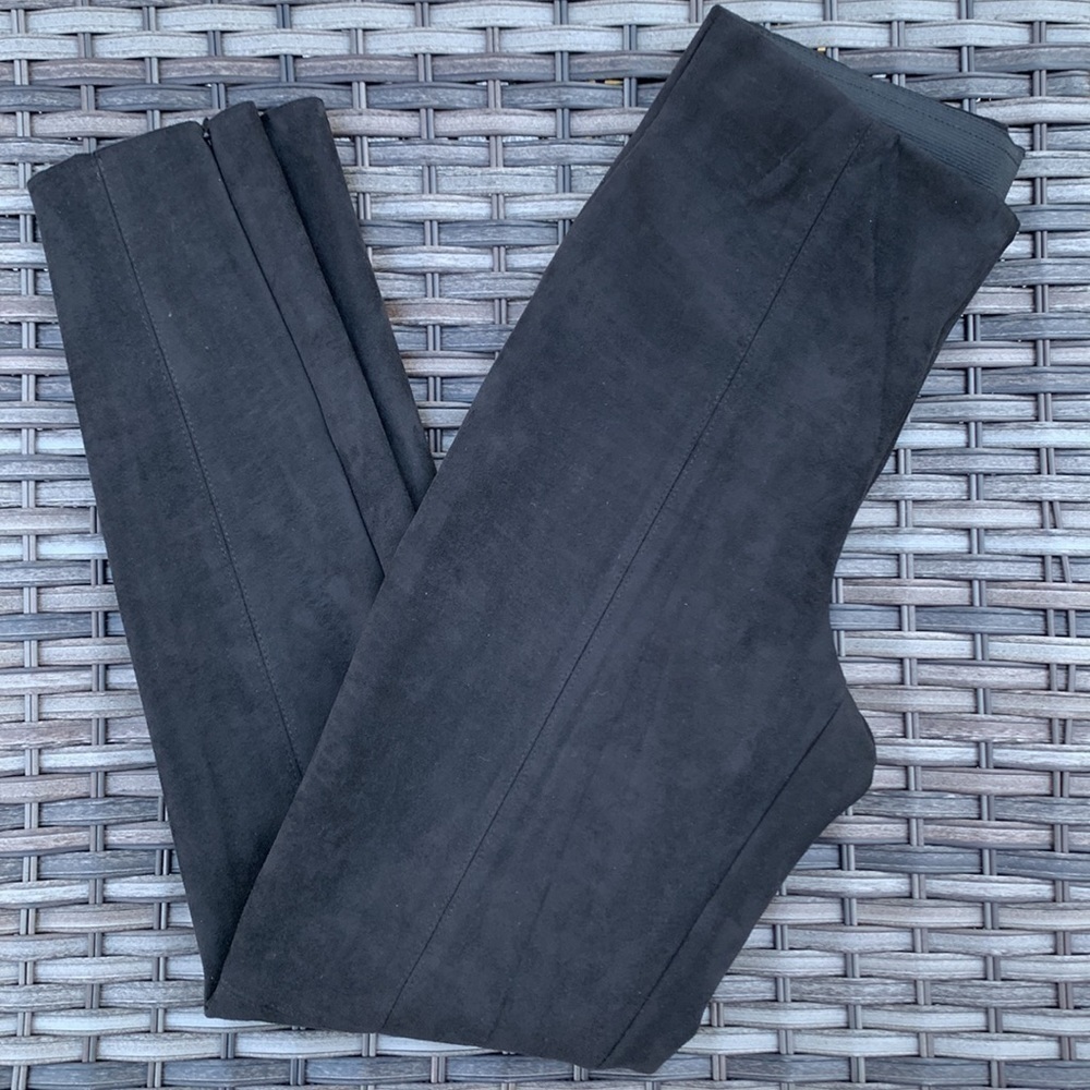 Zara Basic Collection Black Microsuede Skinny Pan… - image 2